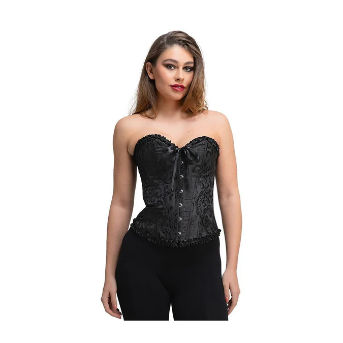 Satin Patterned Corset (Black) - Women