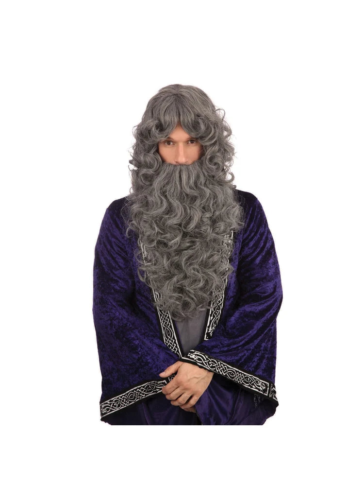 Grey Wizard Wig And Beard Set