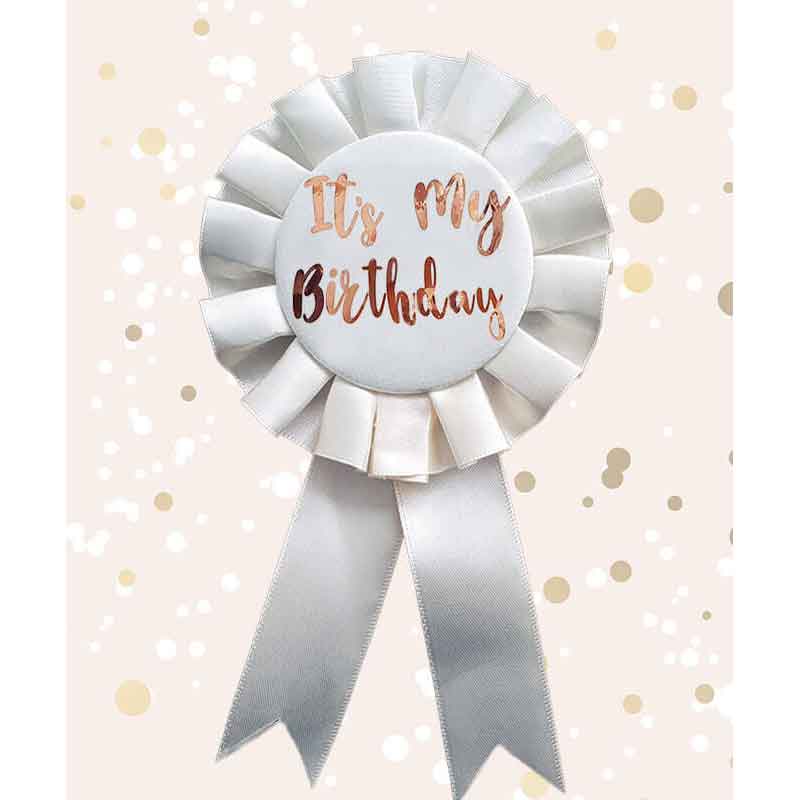 Cream & Gold Its My Birthday Rosette Badge
