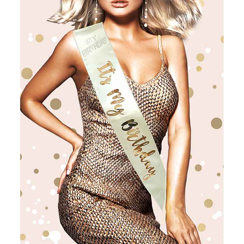 Cream & Gold Its My Birthday Sash