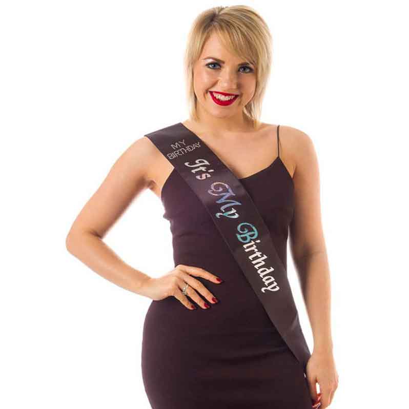 Diamante Sash It's My Birthday Black