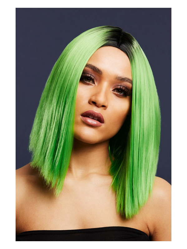Kylie Wig Two Toned Blend Lime Green Fever 37cm