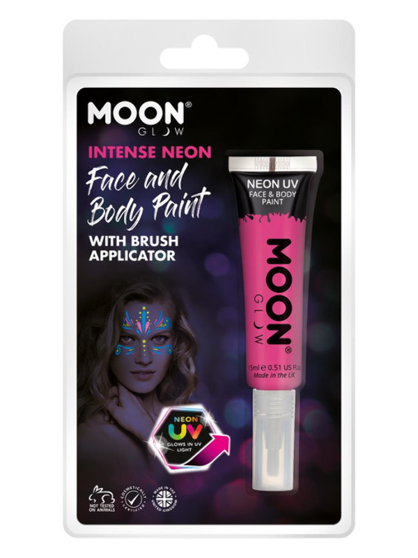 Moon Glow Intense Neon UV Face Paint Clamshell, With Brush Applicator, 15ml Costume Make Up Moon Glow Intense Neon UV Face Paint Clamshell, With Brush Applicator, 15ml Costume Make Up